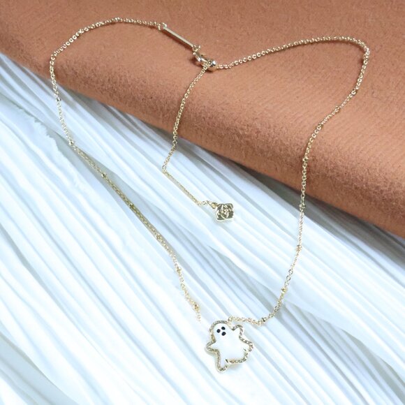 Kendra Scott Ghost White Mother-of-Pearl Necklace Gold - Picture 2 of 2